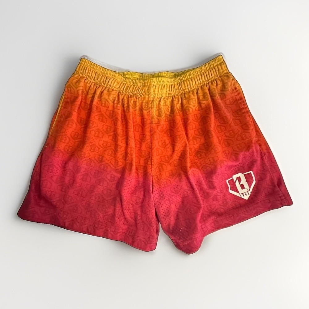 B101 Apparel Baseball Softball Athletic Mesh Shorts Gradient Red Orange Yellow S